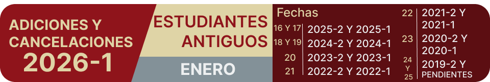 Adiciones y Cancelaciones 2026-1, Estudiantes antiguos