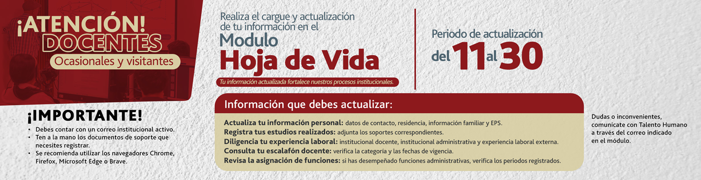 Cargue y Actualización de la información en el Módulo Hoja de Vida