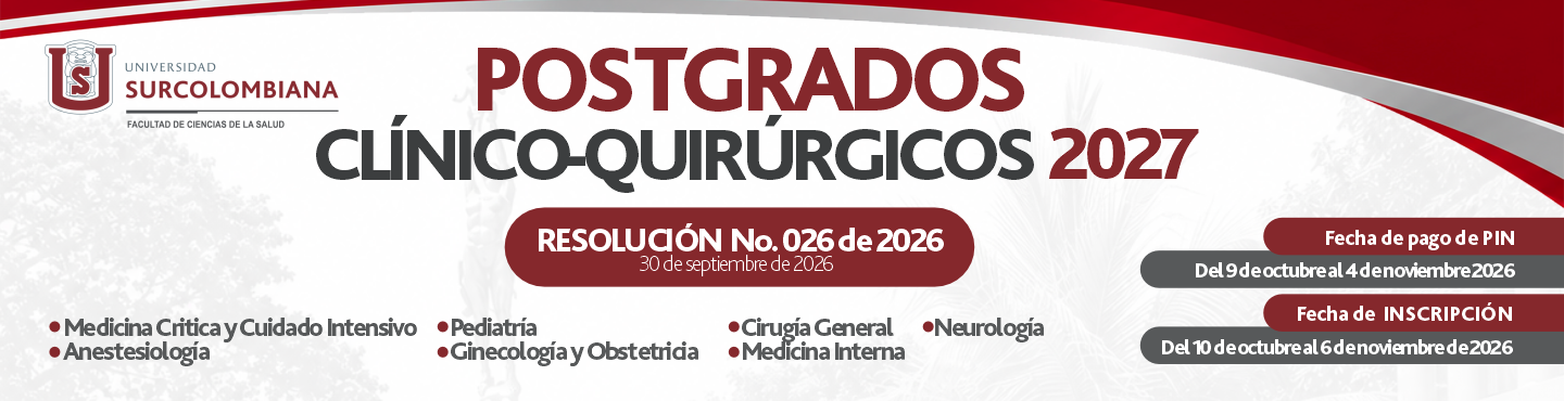 Postgrados Clínico-Quirúrgicos 2027 de la Facultad de Ciencias de la Salud